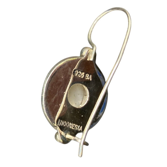 Mother Of Pearl Scroll Hook Drop Earrings Oval Gemstone 925 Sterling Silver BA - Picture 5 of 10